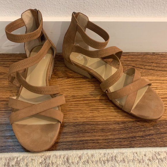 Eileen Fisher Shoes - Eileen Fisher Eva Sandal in Tan Brown Nubuck Leather, Sz  8 1/2